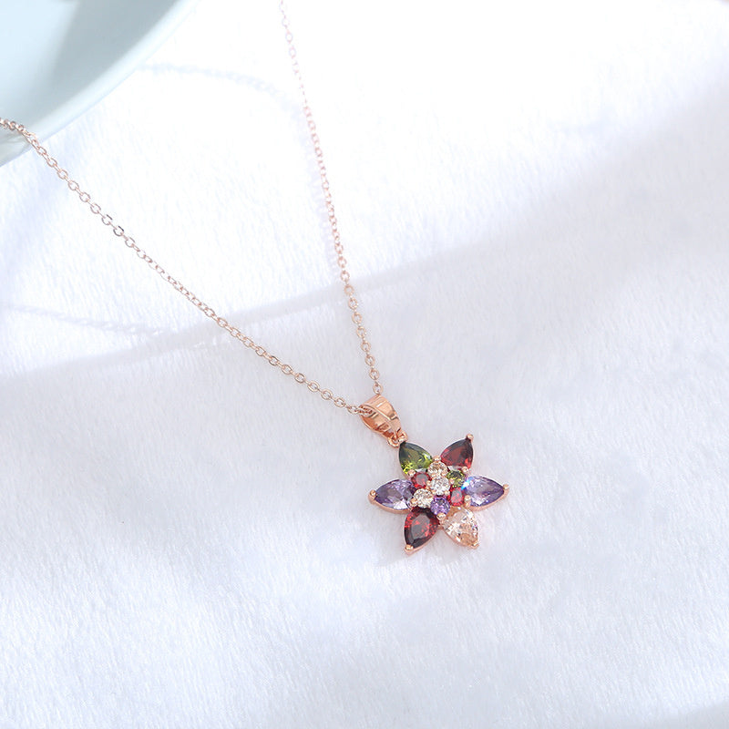 Six Pointed Star Zircon Colored Zircon Necklace