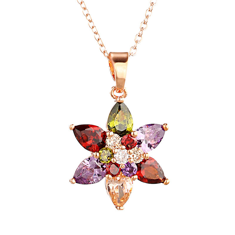Six Pointed Star Zircon Colored Zircon Necklace