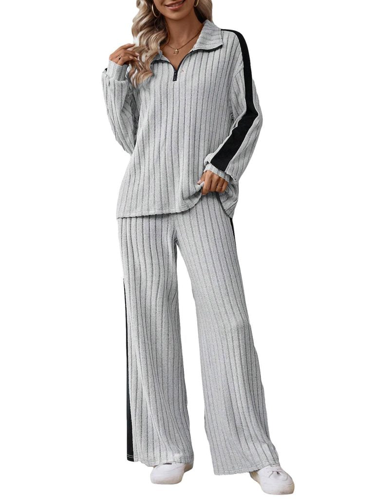 Large Size Casual Suit Women’s Sweater Wide Leg Pants Two-piece Set