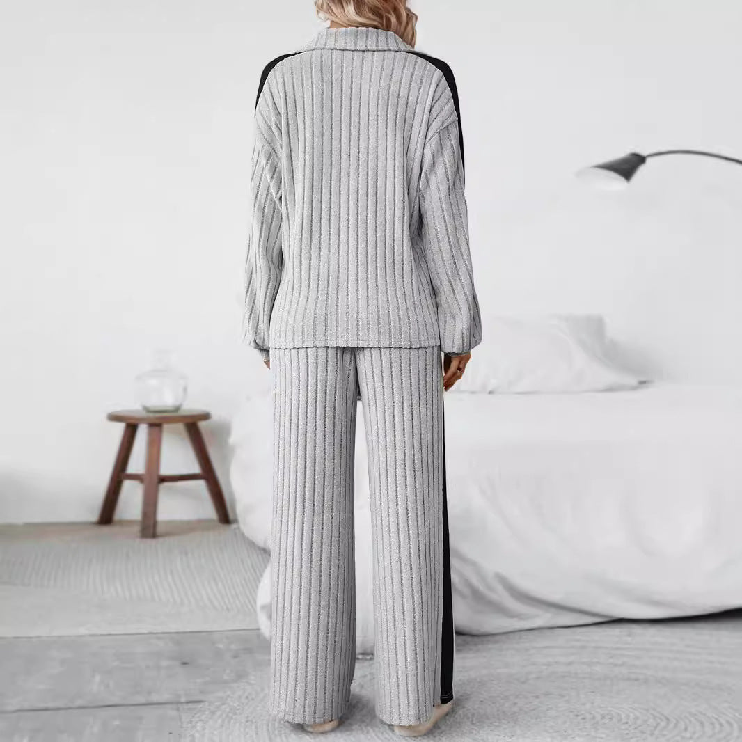 Large Size Casual Suit Women’s Sweater Wide Leg Pants Two-piece Set